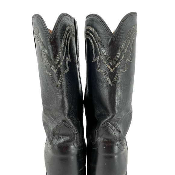 Lucchese 2000 Men Black Leather Western Cowboy Boots Roper T0010 - Sz 10 D - Picture 8 of 13